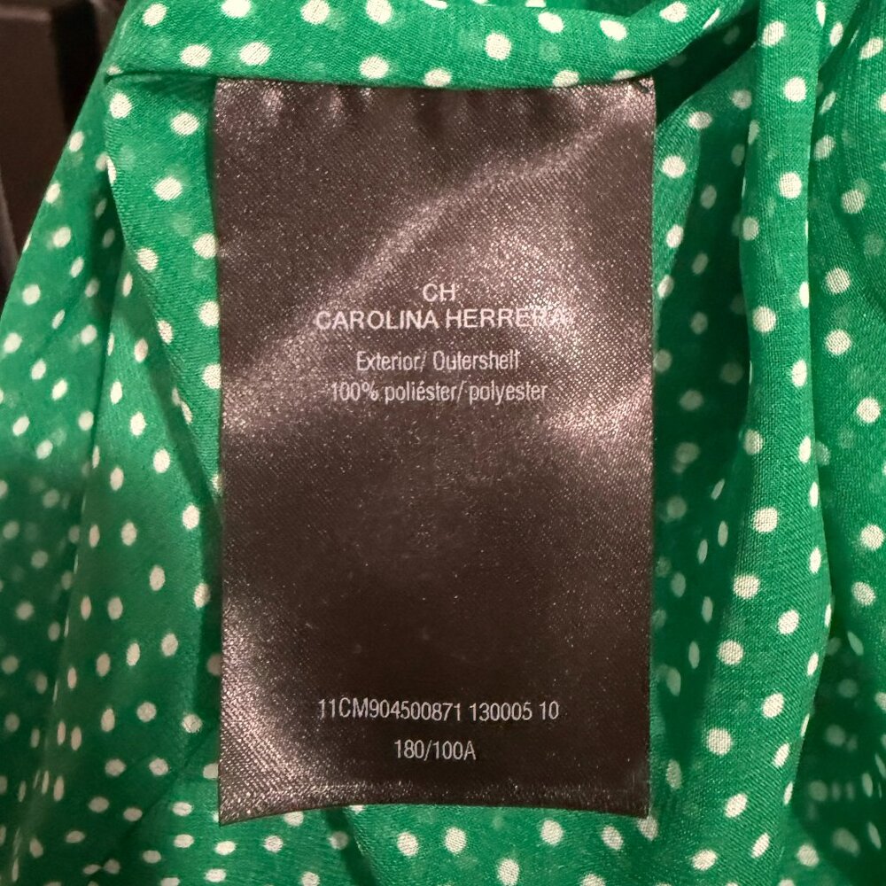 Carolina Herrera Sleeveless Green Dress with white dots. - Picture 6 of 8